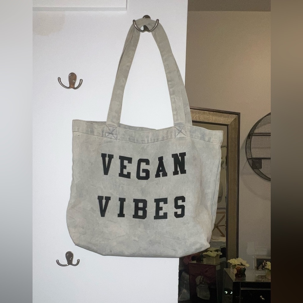Vegan Vibes Gray Tote Bag